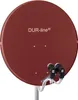 The back of a red satellite dish is shown against a white background. Produktbild-Vorschau