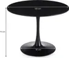 A black round dining table with a tulip base, shown with dimensions indicated. Produktbild-Vorschau