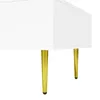 A close-up view of the bottom of a white table with gold legs. Produktbild-Vorschau