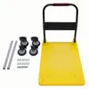 A yellow platform trolley with its accessories laid out next to it on a white background. Náhled obrázku produktu