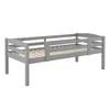 A gray wooden bed frame with guard rails, shown from a side-angle against a white background. Anteprima dell’immagine prodotto