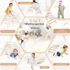 A collage of images showing children playing with a multi-functional indoor climbing structure. Produktbild-Vorschau