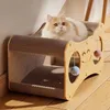 Arbre à chat maison chat lit en carton avec balles 60cm Voir les images du produit 4