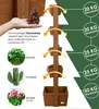 A vertical garden planter made of wood, with illustrations of plants and text indicating weight capacity. Produktbild-Vorschau