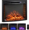 A collage of an electric fireplace showing different flame color options and a remote control. Podgląd zdjęcia produktu