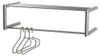 Design Wandgarderobe Smooth Stahlrohr vernickelt in Silber mit oberer Ablage und vier Garderobenhaken in Gesamtansicht. Produktbild-Vorschau