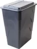 A dark gray, rectangular rain barrel with a lid and a wavy pattern on its sides, shown against a white background. Produktbild-Vorschau
