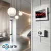 A modern hallway with a staircase, featuring a GOLIATH door intercom system mounted on the wall. Produktbild-Vorschau