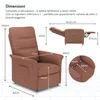 Product dimensions and descriptive text for a recliner chair. Anteprima dell’immagine prodotto