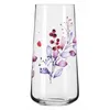 A clear glass vase with a floral watercolor design. Anteprima dell’immagine prodotto