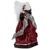 A Christmas angel tree topper with a red dress and white wings, standing against a white background. Podgląd zdjęcia produktu