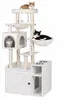 Relaxdays Kratzbaum mit Katzenkloschrank & Futterstation, Produktbild-Vorschau 1