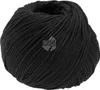 A ball of black yarn with a logo on it. Produktbild-Vorschau