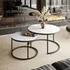 Runder Couchtisch SELAVI 2in1 Schwarz / Weiß Marmour Produktbild-Vorschau 2