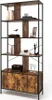 A tall, rustic-style bookshelf with two cabinet doors at the bottom. Podgląd zdjęcia produktu