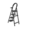 A black stepladder with four steps and a handrail, shown against a white background. Voir les images du produit