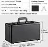 A black storage case with dimensions and package content information displayed above it. Anteprima dell’immagine prodotto