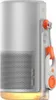 A white portable speaker with orange accents and a strap. Produktbild-Vorschau