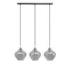 A modern pendant light fixture with three glass shades. Produktbild-Vorschau