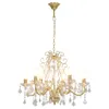 vidaXL Lampadario con perle di cristallo Golden Round 6×E14 Anteprima dell’immagine prodotto 1