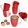 6er Set Chrissi Kaffeebecher Rot 300ml mit Henkel Produktbild-Vorschau 3