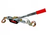 A hand winch with two hooks and a red handle, isolated on a white background. Náhled obrázku produktu