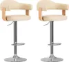 Barhocker 2 Stk. Creme Bugholz und Kunstleder Produktbild-Vorschau 1