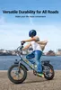 A person riding a fat tire electric bike along a waterfront with a city skyline in the background. Produktbild-Vorschau