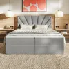 MOTIVENA Aspen Boxspringbett 160x200 Grau Samt (Jasmine Produktbild-Vorschau 2