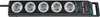 A black power strip with multiple outlets and a switch is shown against a white background. Produktbild-Vorschau