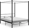 The Living Store Himmelbett Schwarz Metall 160x200 cm Produktbild-Vorschau 2