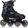 A black and gold inline skate shown from the side against a white background. Náhled obrázku produktu