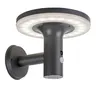 A modern solar-powered wall light with a circular LED light ring and a motion sensor. Podgląd zdjęcia produktu