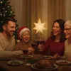 A family is celebrating Christmas dinner, toasting with wine. Podgląd zdjęcia produktu