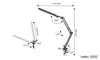 Diagrams showing the dimensions and articulation points of an architect's lamp. Náhľad obrázku produktu