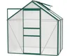 A greenhouse with a green frame and clear panels, shown against a white background. Produktbild-Vorschau