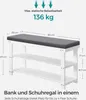 Product dimensions and features of a shoe rack bench. Produktbild-Vorschau