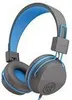 A pair of gray and blue headphones against a white background. Produktbild-Vorschau