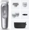 A collage of a Braun body groomer and its accessories, including different attachments, a cleaning brush, and a storage pouch. Náhľad obrázku produktu