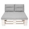 A gray pallet sofa set with cushions on a white background. Náhled obrázku produktu