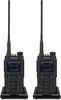 Two black walkie-talkies are shown in their charging docks against a white background. Produktbild-Vorschau