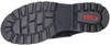 Das Bild zeigt einen schwarzen Stiefel aus Leder mit einem mittelhohen Absatz und zwei Schnallen an der Seite Der Stiefel ist von der linken Seite zu sehen und steht auf weißem Hintergrund Podgląd zdjęcia produktu