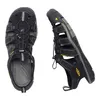 Two black KEEN sandals are shown from different angles on a white background. Produktbild-Vorschau