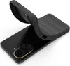 A black smartphone case is shown partially covering a black smartphone. Produktbild-Vorschau