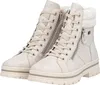 A pair of white lace-up boots with a side zipper and faux fur trim. Produktbild-Vorschau