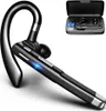 A black Bluetooth headset with a charging case is displayed against a white background. Produktbild-Vorschau