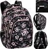 A collage of images showing a floral backpack from different angles, including a close-up of its interior pocket. Produktbild-Vorschau