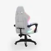 The back view of a white gaming chair with RGB lighting. Produktbild-Vorschau