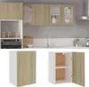 A kitchen scene with wall cabinets and a sink, along with two separate images of a wall cabinet. Náhled obrázku produktu