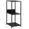 A black shelf unit with measurement labels indicating its dimensions. Produktbild-Vorschau